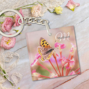 Custom Monogram Name Butterfly Keychain
