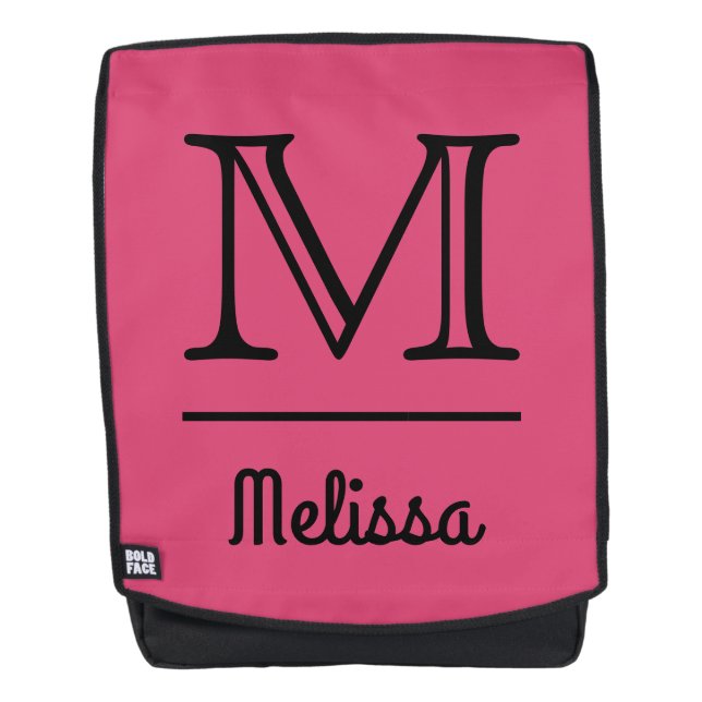 Custom monogram, name & colour backpack (Front)