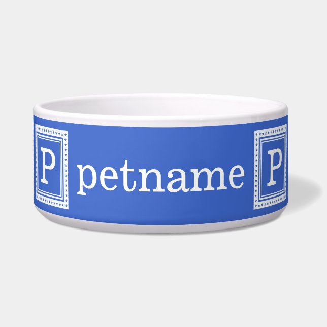 Custom monogram, name & colour pet bowls (Front)