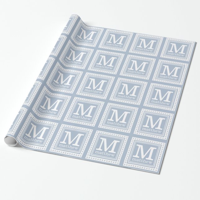 Custom monogram, name & colour wrapping paper (Unrolled)