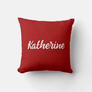 Custom Monogram Name Dark Candy Apple Red Throw Pillow