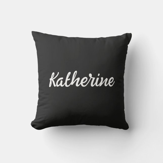 Custom Monogram Name Eerie Black Throw Pillow (Front)