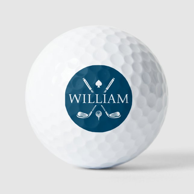 Custom Monogram Name Golf Clubs Ace Blue  Golf Balls (Front)