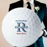 Custom Monogram Name Groomsman Wedding Favour  Golf Balls<br><div class="desc">This unique golf ball is designed as a gift for your Groomsmen. Features a unique layering of the monogram -- look closely and you will see three colours, which gives it the feeling of depth. Personalized additionally with his first name. The text reads "Groomsman" along with the date of the...</div>