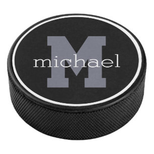 Custom monogram & name hockey puck