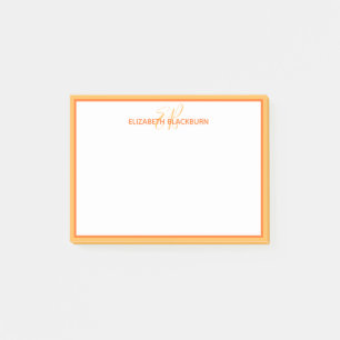 Custom Monogram Name Initials Simple Cute Orange Post-it Notes
