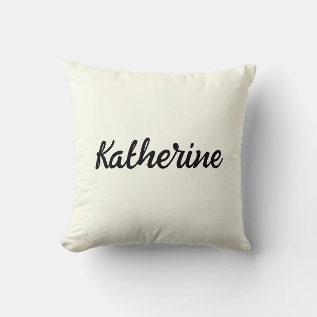 Custom Monogram Name Ivory Throw Pillow (Front)