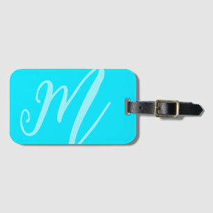 Custom Monogram Name Modern neon pink blue Luggage Tag