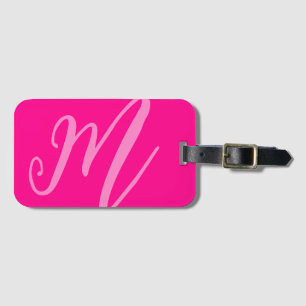 Custom Monogram Name Modern neon pink initials Luggage Tag