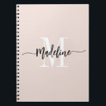Custom Monogram Name Modern Script Swirls Gift Notebook<br><div class="desc">Elegant, modern gift notebook with your custom name and monogram in a trendy hand lettered script calligraphy design in minimalist blush pink and black, this typography driven design makes a great gift for coworkers, teachers, coaches, girlfriends, boyfriends, wives, daughters, or any other work or family member! Great for the office...</div>