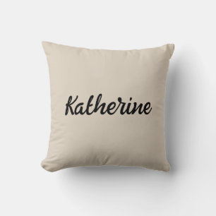Custom Monogram Name Natural Linen Throw Pillow