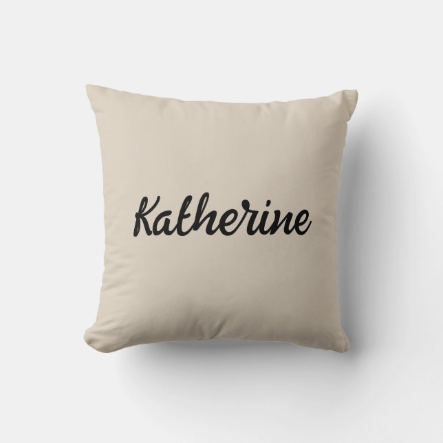 Custom Monogram Name Natural Linen Throw Pillow (Front)