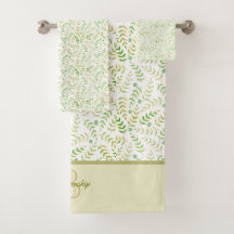 Custom Monogram Name Nature Fern Leaf Pattern