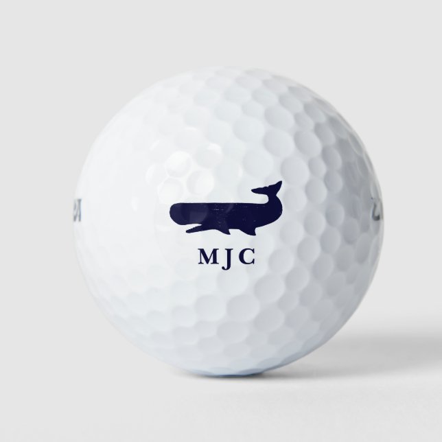 Custom Monogram Name Navy Blue Template Golf Balls (Front)