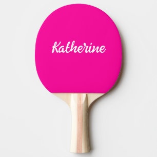 Custom Monogram Name Neon Pink Ping Pong Paddle
