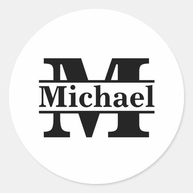 Custom Monogram Name Personalized Classic Round Sticker (Front)