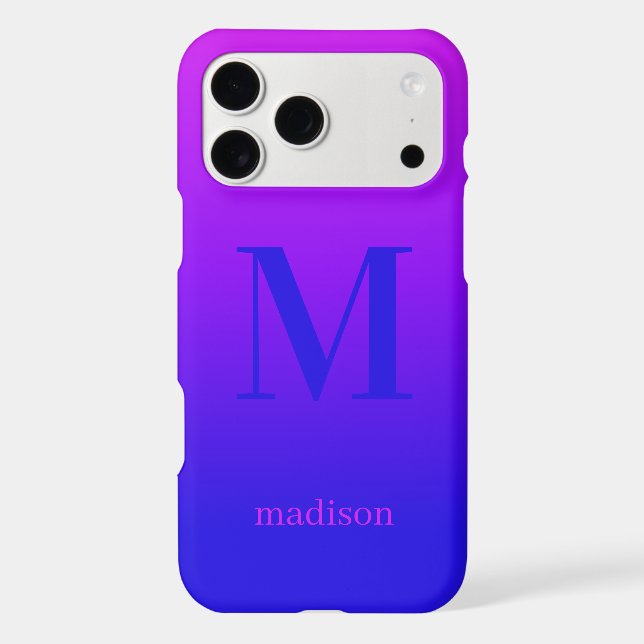 Custom monogram & name Pink to Blue Gradient (Back)