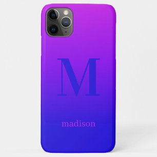 Custom monogram & name Pink to Blue Gradient iPhone 11 Pro Max Case