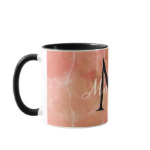 Custom monogram name realistic White Marble Design