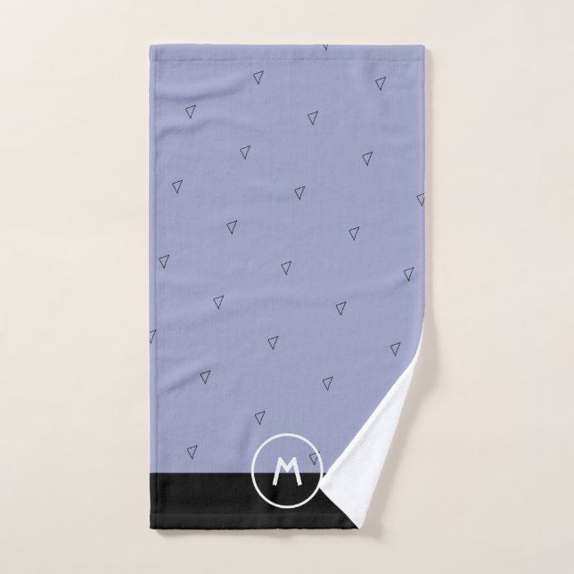 Custom monogram name simple blue black minimalist hand towel (Hand Towel)