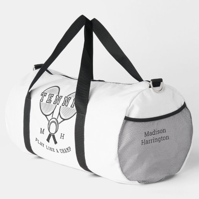 Custom monogram & name TENNIS Duffle Bag (Right Corner)