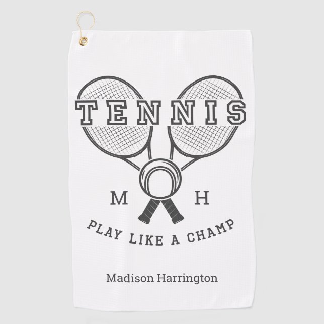 Custom monogram & name TENNIS golf / tennis towel (Front)