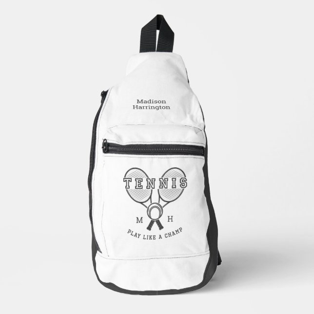 Custom monogram & name TENNIS Sling Bag (Front)