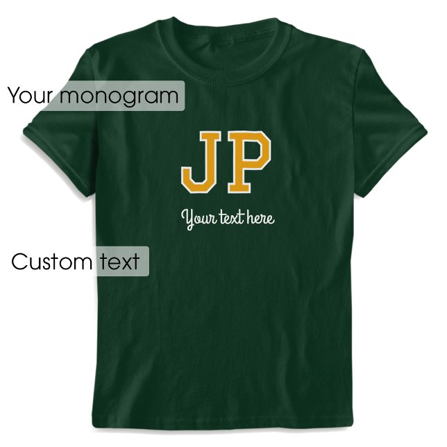 Custom Monogram Name Text Green Yellow Graphic T-Shirt (Creator Uploaded)