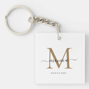Custom Monogram Name Tote Bag Keychain