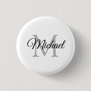 Custom Monogram Name White Template Round 1 Inch Round Button