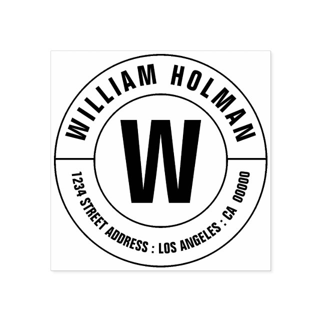 Custom Monogram Name Wooden Return Address Rubber Stamp (Imprint)