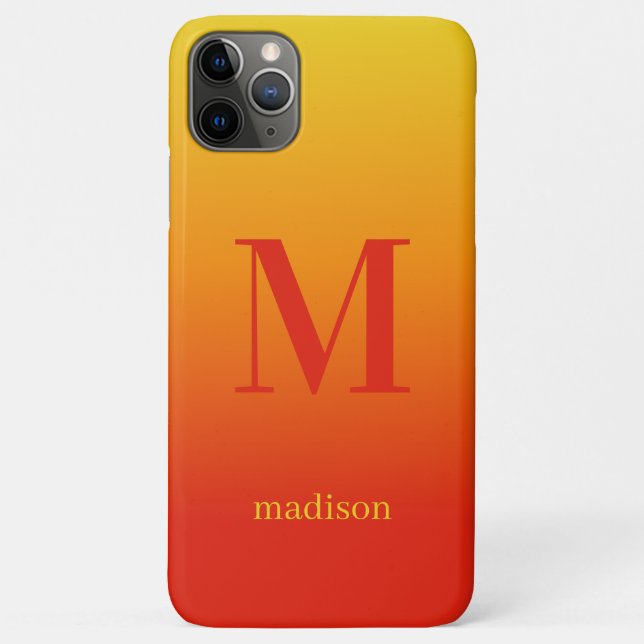 Custom monogram & name Yellow to Red Gradient Case-Mate iPhone Case (Back)