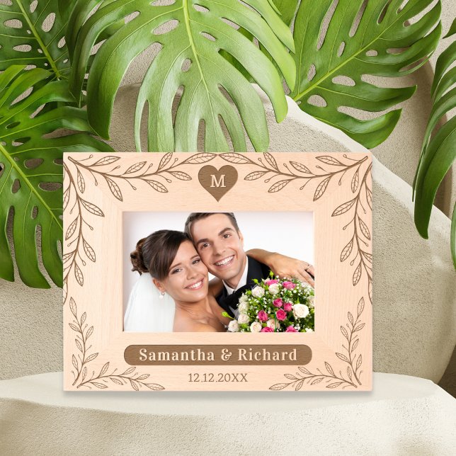 Custom Monogram Names Wedding Photo Personalized Etched Frames (Creator Uploaded)