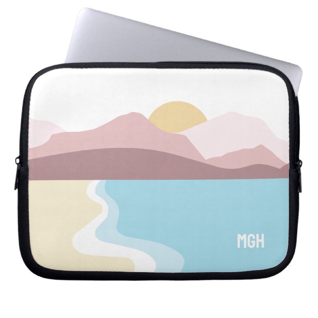 Custom Monogram Nature Illustration Laptop Sleeve (Front)