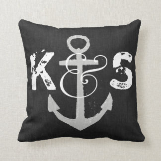 Custom Monogram Nautical Blackboard Throw Pillow