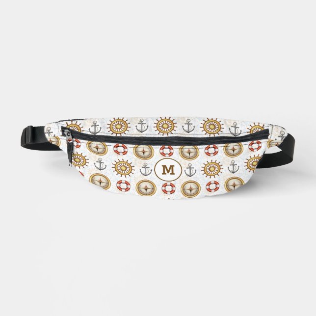 Custom Monogram Nautical Pattern Fanny Pack (Front)
