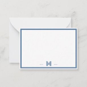 Custom Monogram Navy Blue Border Card