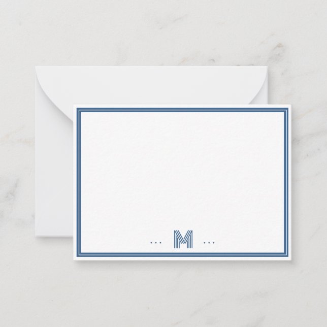 Custom Monogram Navy Blue Border Card (Front)