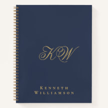 Custom Monogram Navy Blue Gold Minimalist Men 