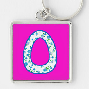 Custom Monogram O Keychain, Ditsy Floral Pattern Keychain