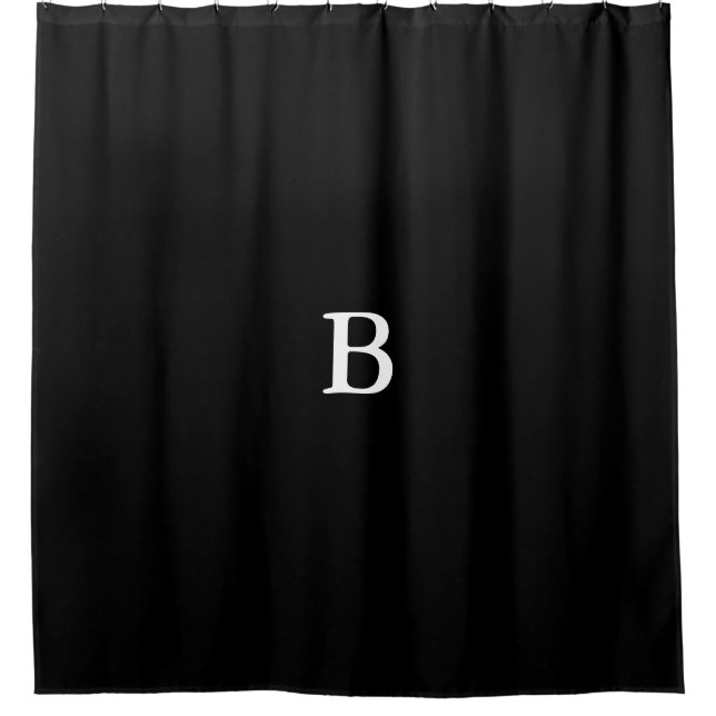Custom Monogram on Black and White Shower Curtain (Front)