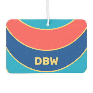 Custom Monogram on Colourful Curved Stripes Air Freshener
