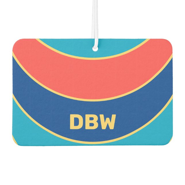 Custom Monogram on Colourful Curved Stripes Air Freshener (Front)