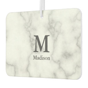 Custom Monogram on Faux White Marble Air Freshener