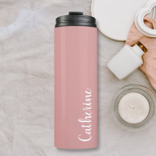 Custom monogram, orchid pink with script monogram thermal tumbler