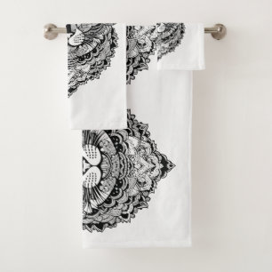 Custom Monogram Ornamental Cat Bath Towel Set