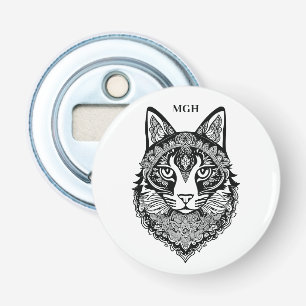 Custom Monogram Ornamental Cat Bottle Opener
