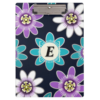 Custom Monogram Passion Flower Floral Clipboard