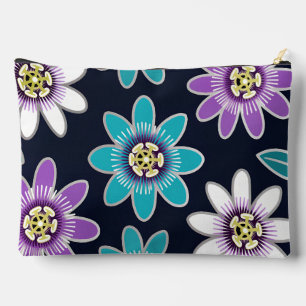 Custom Monogram Passion Flower Floral Large   Accessory Pouch