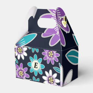 Custom Monogram Passion Flower Floral Pattern Favor Box